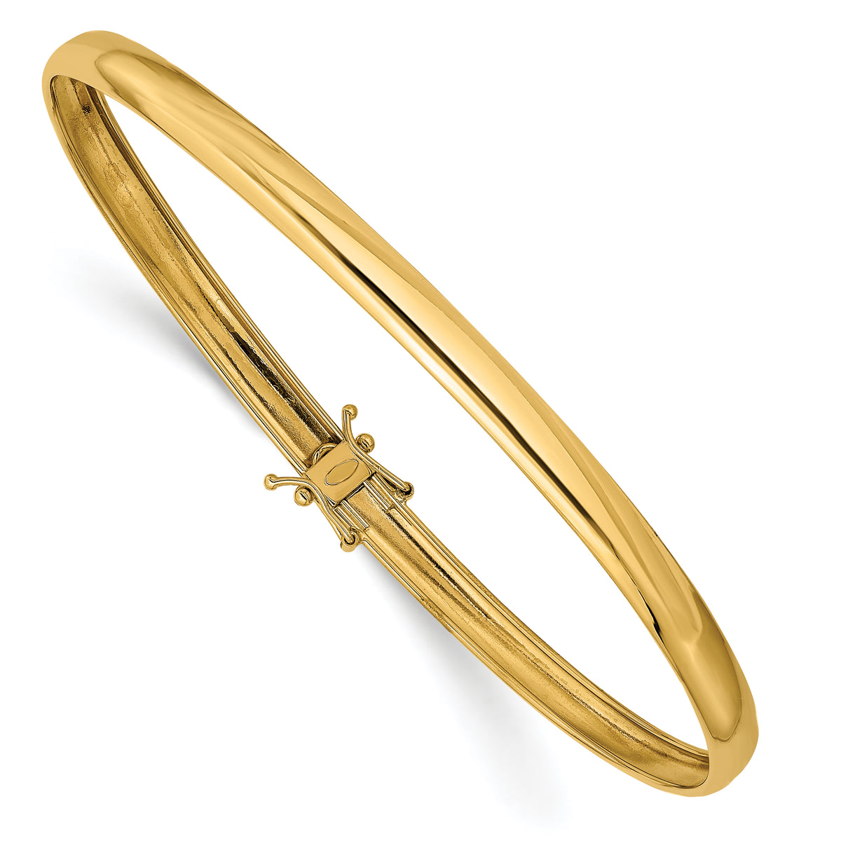 14k Yellow Gold Polished 4.00mm Flexible Round Bangle Bracelet