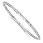 14k White Gold Polished Diamond-cut 3.00mm Slip-on Round Bangle Bracelet