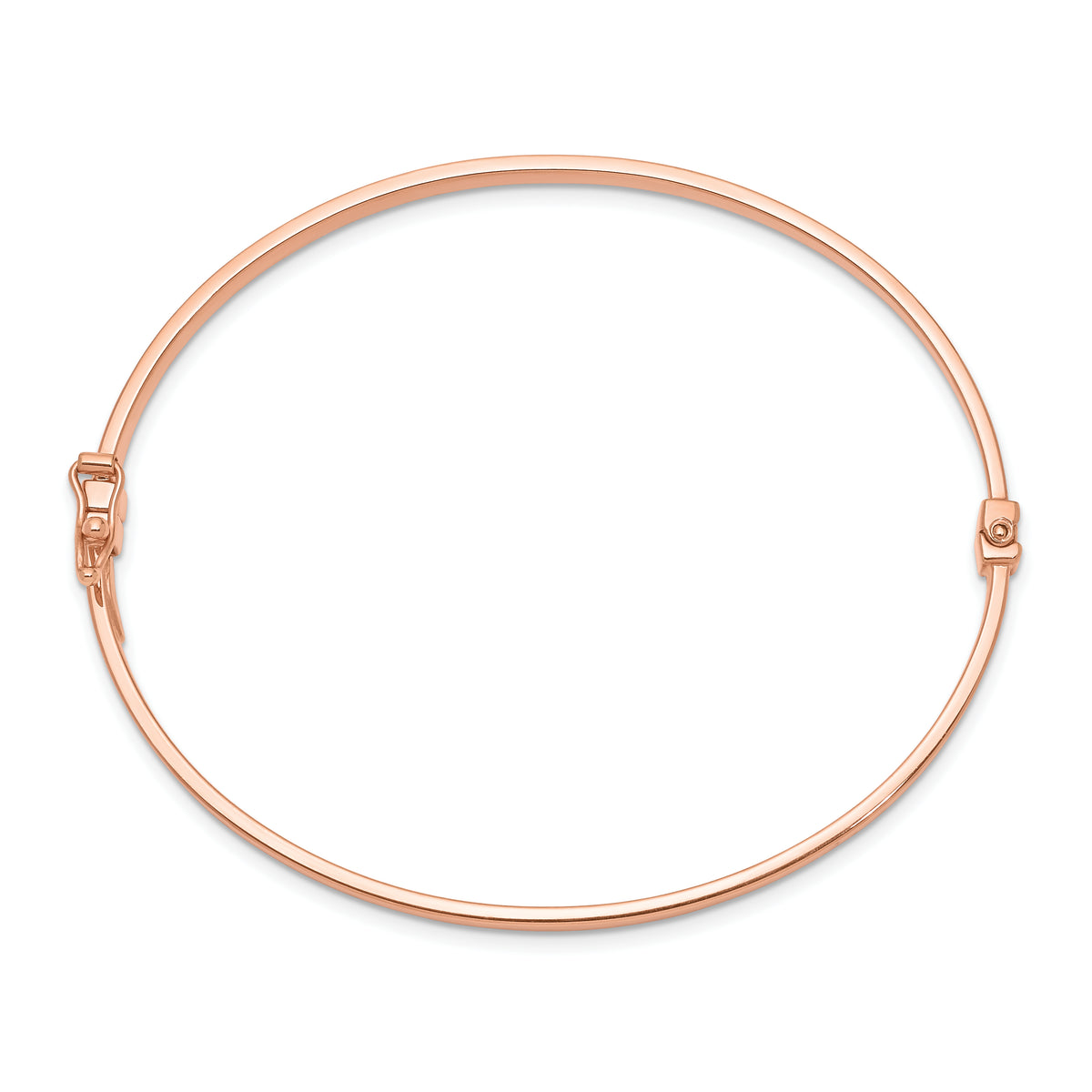 14k Rose Gold Polished 3.00mm Hinged Oval Bangle Bracelet, view 2