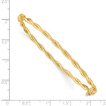 14k Yellow Gold Polished Twisted 2.90mm Hinged Oval Bangle Bracelet, shown with a ruler for scale