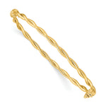 14k Yellow Gold Polished Twisted 2.90mm Hinged Oval Bangle Bracelet