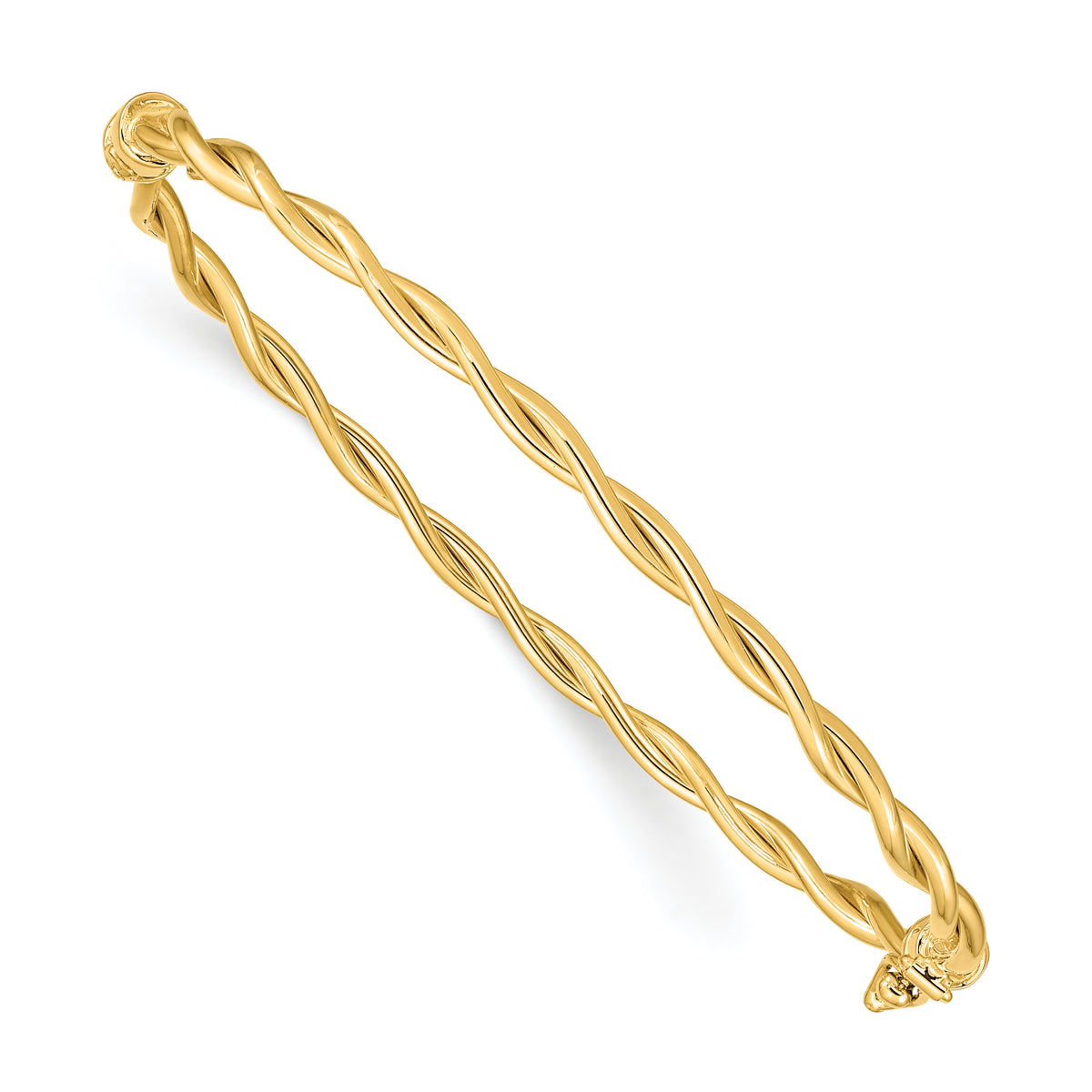 14k Yellow Gold Polished Twisted 2.90mm Hinged Oval Bangle Bracelet