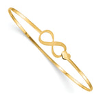 14k Yellow Gold Brushed & Polished Infinity & Heart 1.65mm Flexible Oval Bangle Bracelet