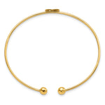 14k Yellow Gold Polished Heart 1.50mm Flexible Oval Bangle Bracelet, view 2