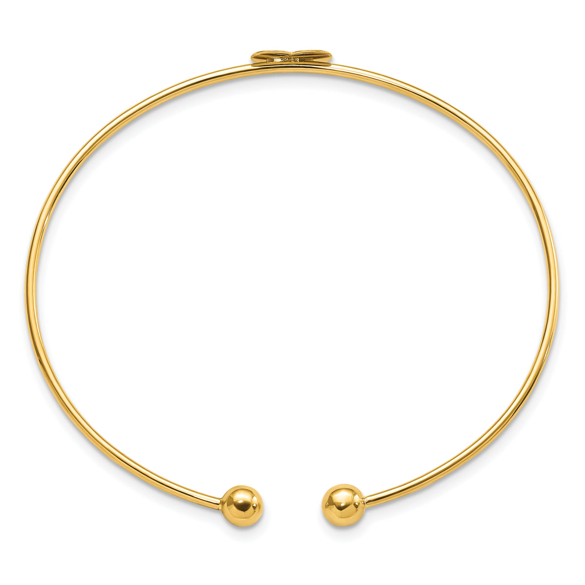 14k Yellow Gold Polished Heart 1.50mm Flexible Oval Bangle Bracelet, view 2