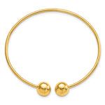 14k Yellow Gold Polished 9.5mm Ball 2.00mm Flexible Oval Cuff Bangle Bracelet, view 2