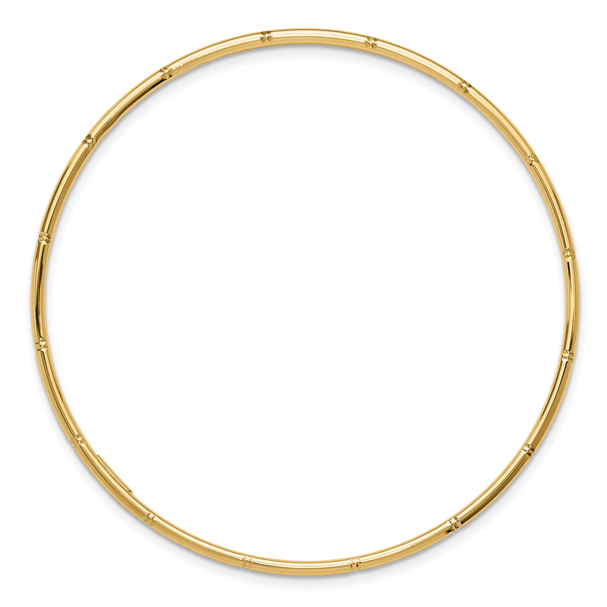 14k Yellow Gold Polished Diamond-cut 2.00mm Slip-on Round Bangle Bracelet, view 2