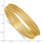 14k Yellow Gold Polished Five Strand Mesh Stretch Round Bracelet, shown with a ruler for scale