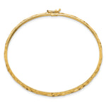 14k Yellow Gold Laser & Diamond-cut 6.15mm Pierced Flexible Oval Bangle Bracelet, view 2