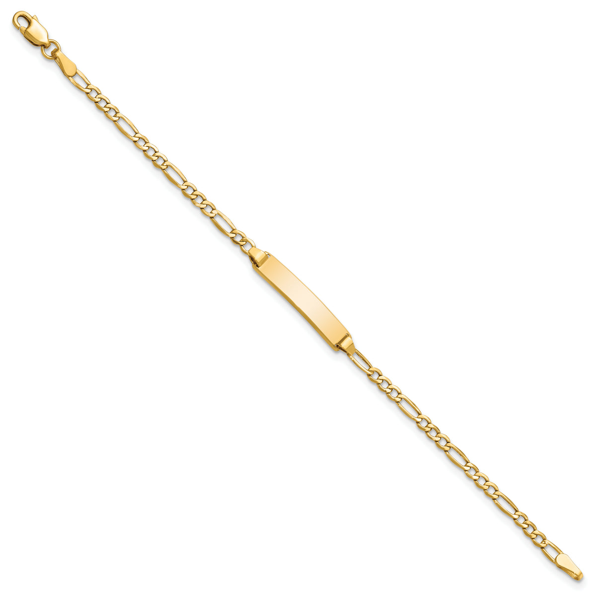 14k Yellow Gold Semi-Solid Figaro Link ID Bracelet with 23x4.5mm Plate, view 2 - 5.5 in