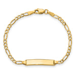 14k Yellow Gold Semi-Solid Figaro Link ID Bracelet with 23x4.5mm Plate, view 4 - 5.5 in