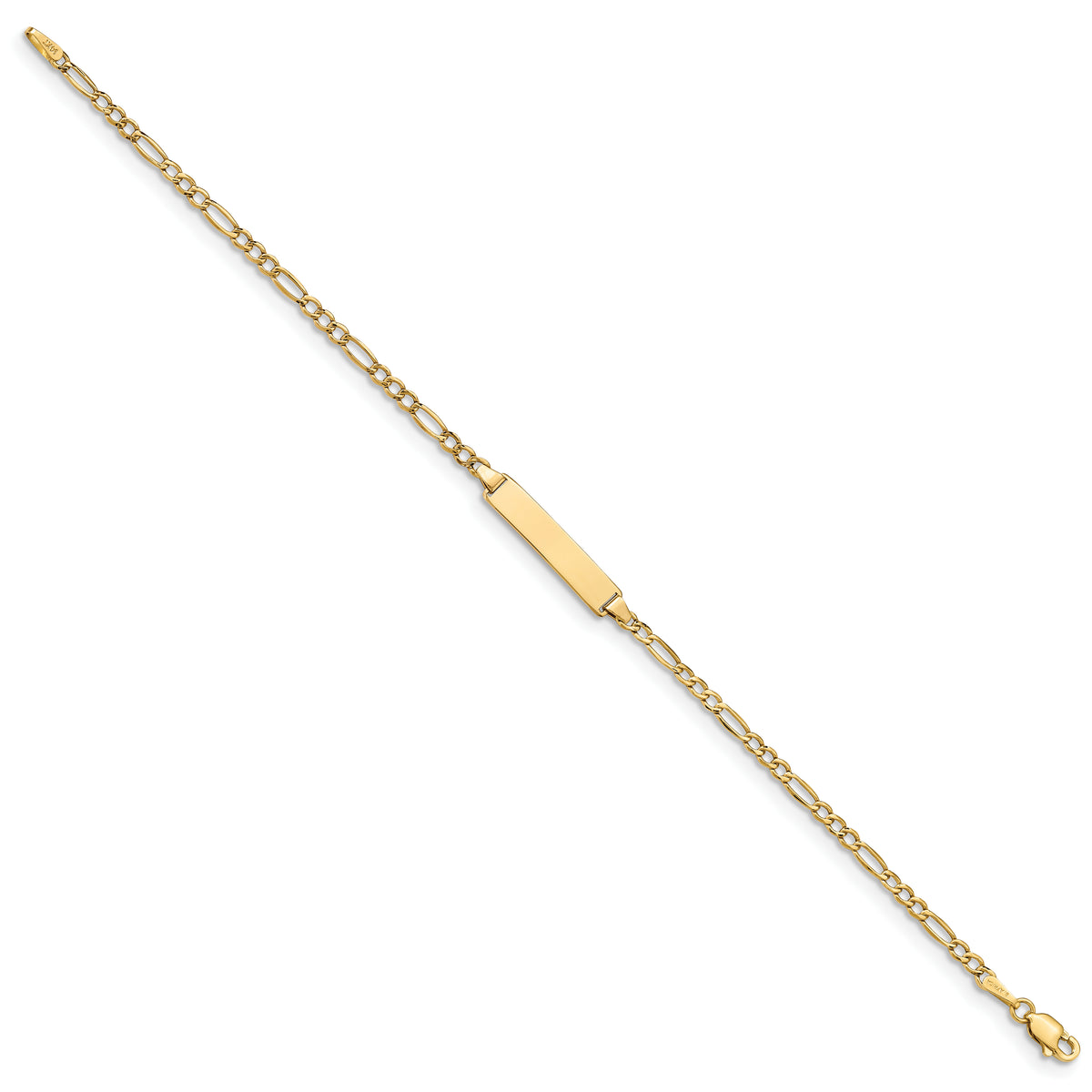 14k Yellow Gold Semi-Solid Figaro Link ID Bracelet with 23x4.5mm Plate, view 2 - 8 in