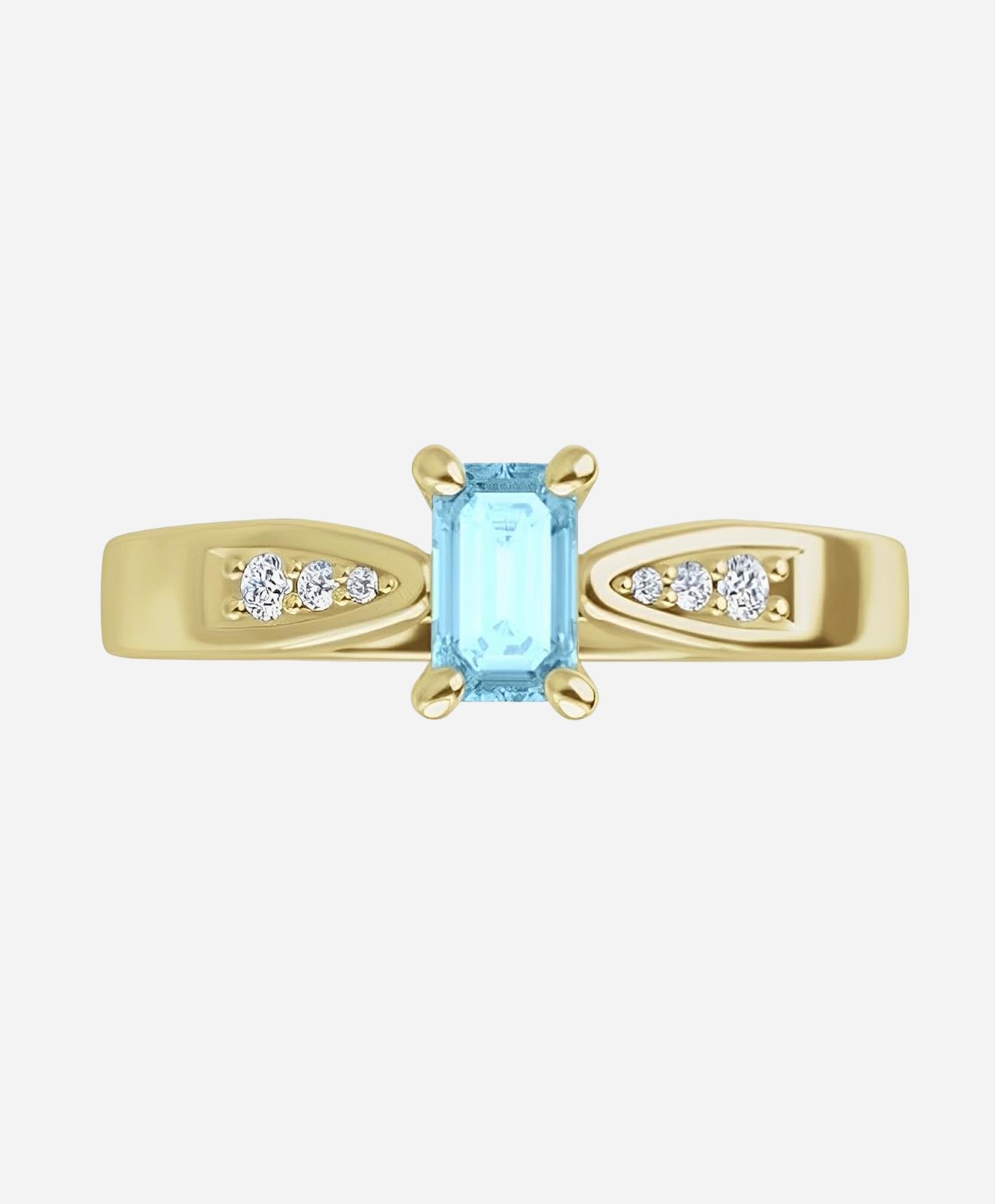 Aquamarine ring with white gold & 1/10ctw natural diamonds