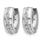 14k White Gold Diamond Fascination Diamond Dust/Accent 5x14mm Round Hinged Hoop Earrings