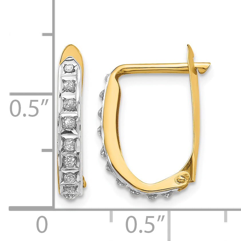 Gold Diamond Fascination Hinged Hoop Earrings - 14k Yellow Gold