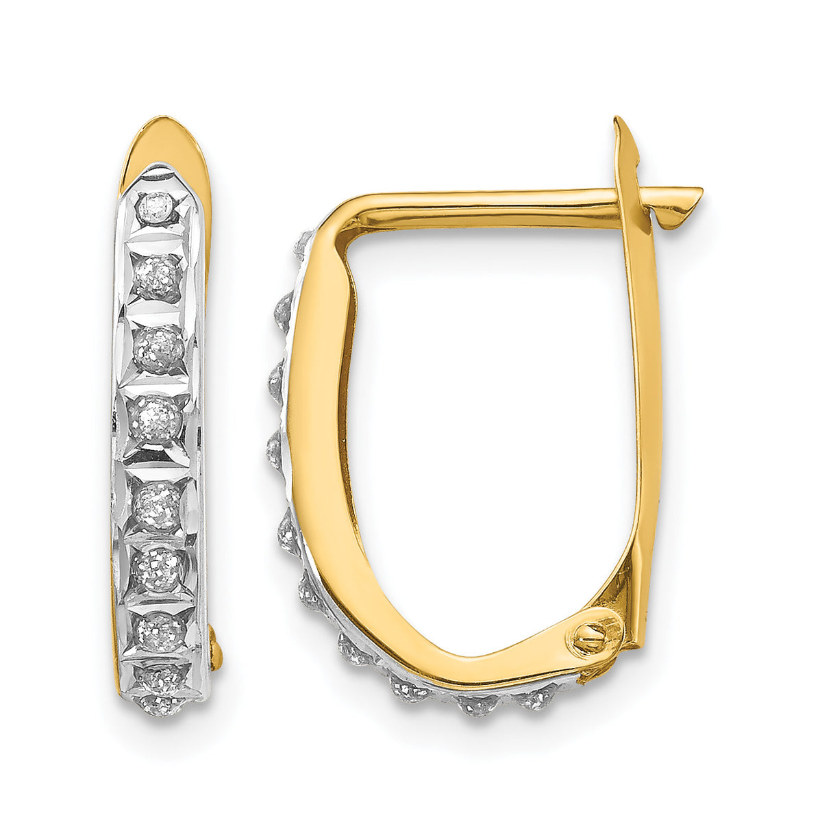 Gold Diamond Fascination Hinged Hoop Earrings - 14k Yellow Gold