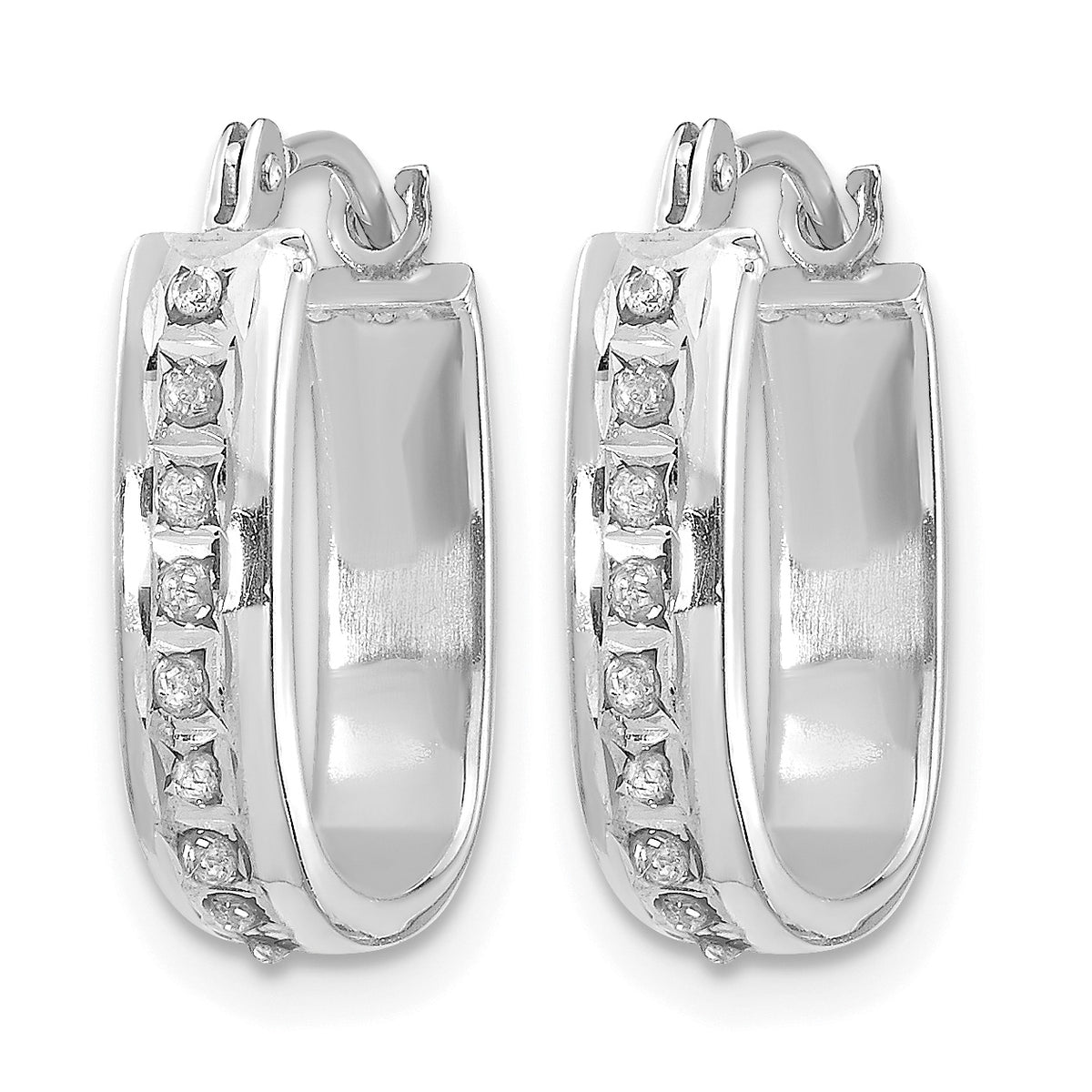 Gold Diamond Fascination Squared Hoop Earrings - 14k White Gold