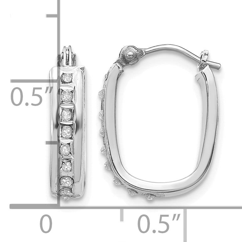 Gold Diamond Fascination Squared Hoop Earrings - 14k White Gold