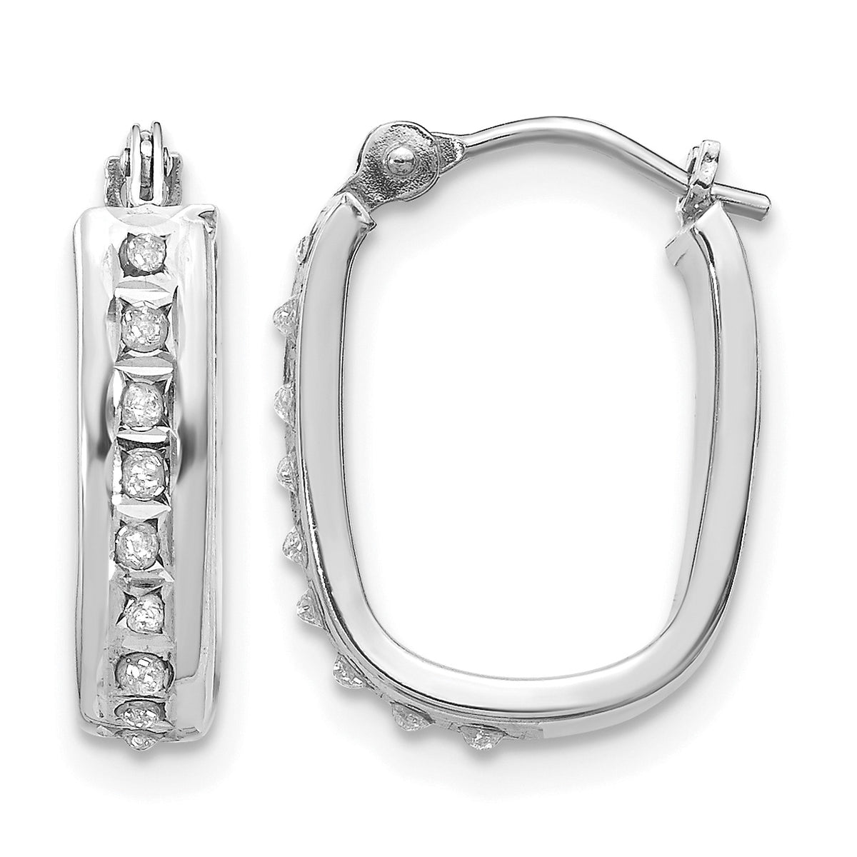 Gold Diamond Fascination Squared Hoop Earrings - 14k White Gold