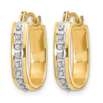 Gold Diamond Fascination Squared Hoop Earrings - 14k Yellow Gold