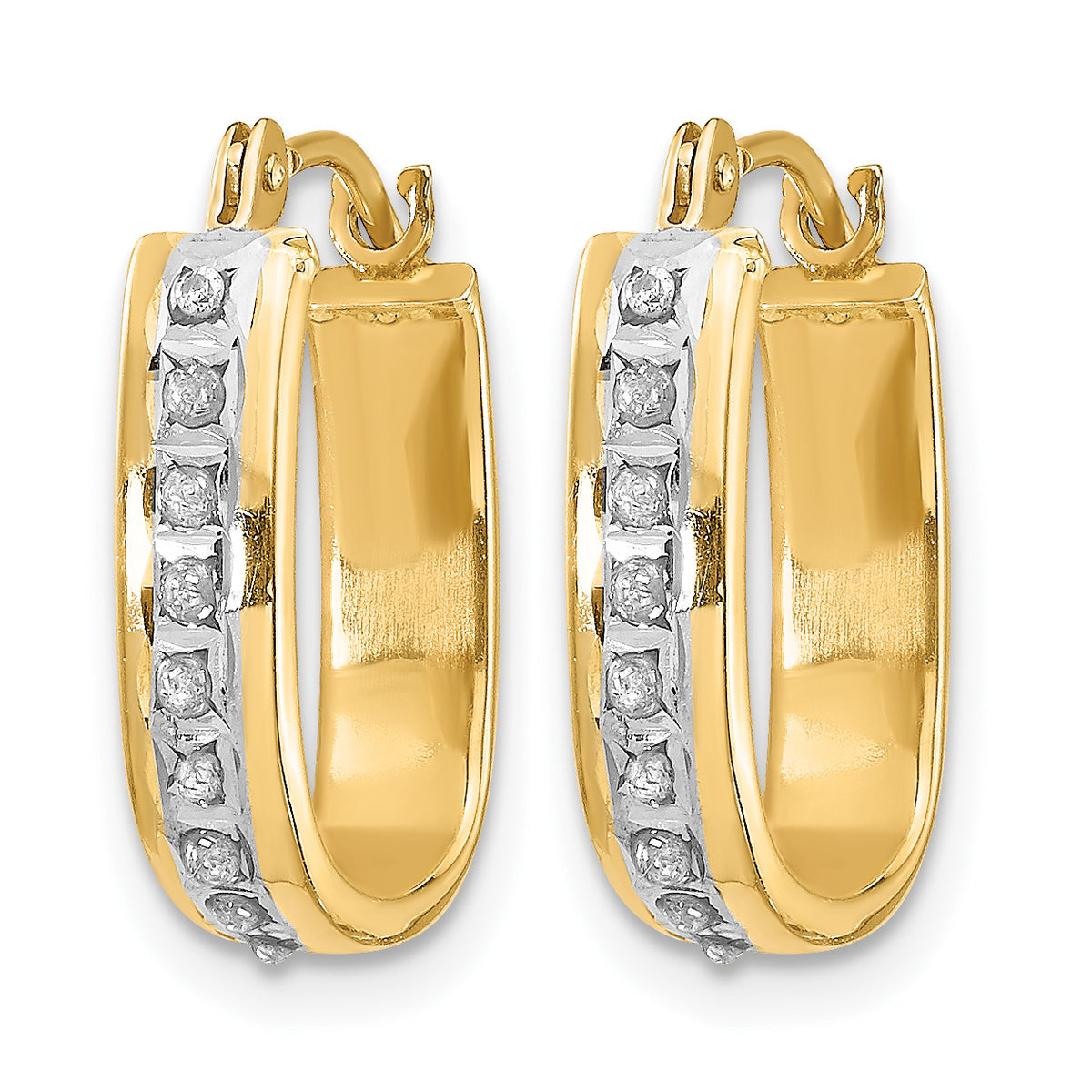 Gold Diamond Fascination Squared Hoop Earrings - 14k Yellow Gold