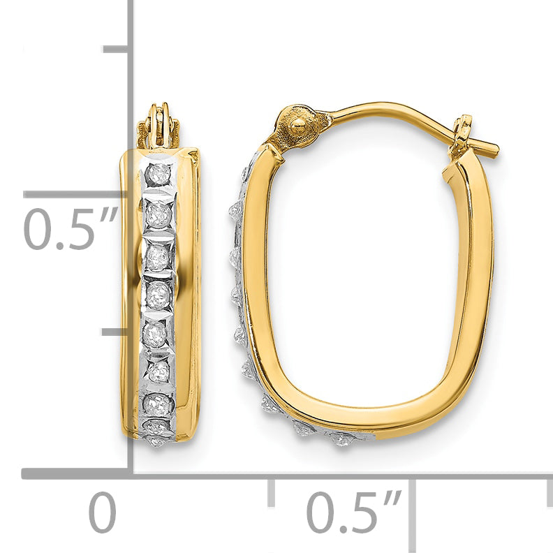Gold Diamond Fascination Squared Hoop Earrings - 14k Yellow Gold