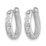 14k Gold Hinged Hoop Earrings with 0.01 ct Diamond Fascination Accent, view 2 - 14k White Gold