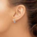 14k Gold Hinged Hoop Earrings with 0.01 ct Diamond Fascination Accent, view 3 - 14k White Gold