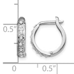 14k Gold Hinged Hoop Earrings with 0.01 ct Diamond Fascination Accent, shown with a ruler for scale - 14k White Gold