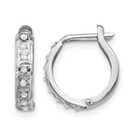 14k Gold Hinged Hoop Earrings with 0.01 ct Diamond Fascination Accent - 14k White Gold