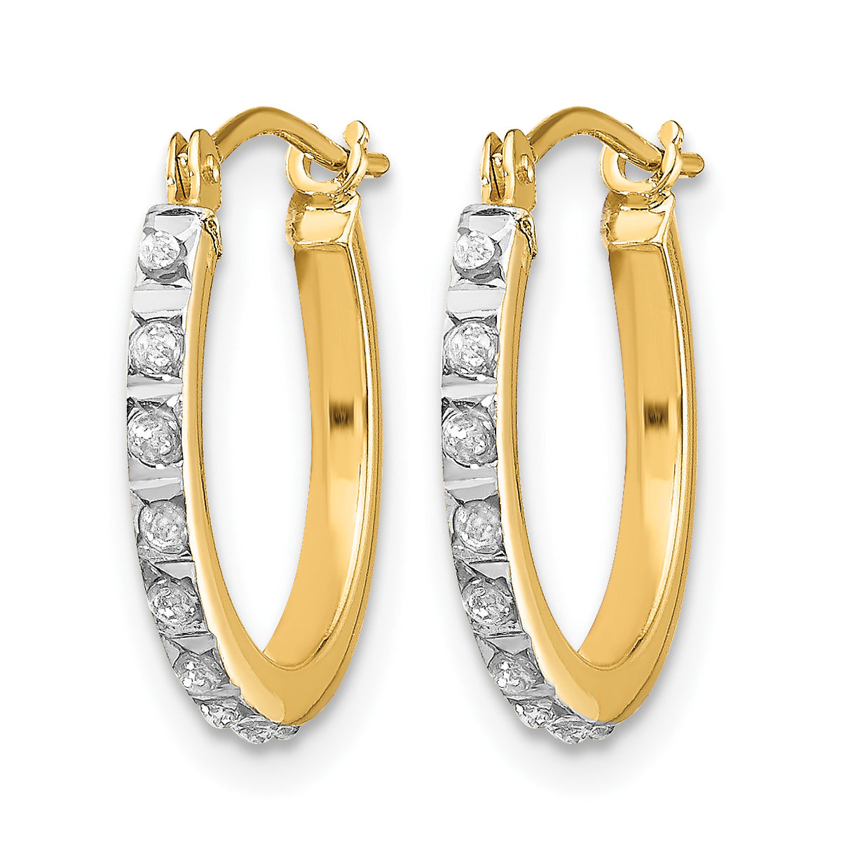 14k Gold Hoop Earrings with 0.01 ct Diamond Fascination Accent, view 2 - 14k Yellow Gold / 15 mm