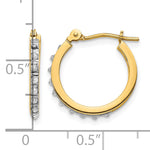 14k Gold Hoop Earrings with 0.01 ct Diamond Fascination Accent, shown with a ruler for scale - 14k Yellow Gold / 15 mm