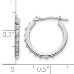 14k Gold Hoop Earrings with 0.01 ct Diamond Fascination Accent, shown with a ruler for scale - 14k White Gold / 15 mm
