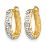 14k Gold Hinged Hoop Earrings with 0.01 ct Diamond Fascination Accent, view 2 - 14k Yellow Gold