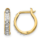 14k Gold Hinged Hoop Earrings with 0.01 ct Diamond Fascination Accent - 14k Yellow Gold
