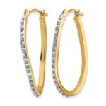 14k Gold Twisted Hoop Earrings with 0.01 ct Diamond Fascination Accent, view 2 - 14k Yellow Gold