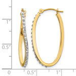 14k Gold Twisted Hoop Earrings with 0.01 ct Diamond Fascination Accent, shown with a ruler for scale - 14k Yellow Gold
