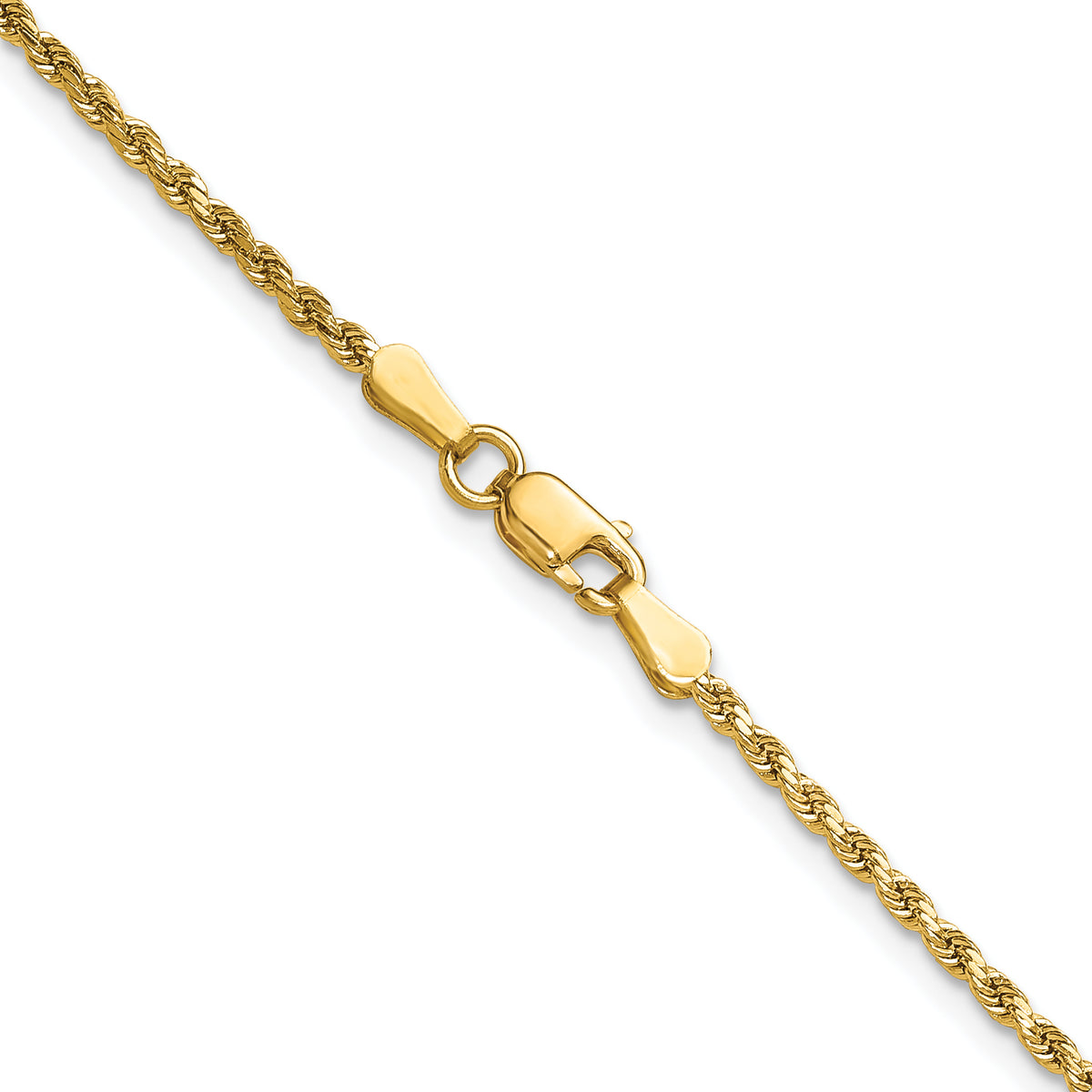 Gold (10K & 14K) Semi-Solid Diamond-Cut Rope Chain - 14k Yellow Gold / 16 in / 2 mm
