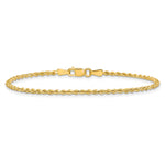 Gold (10K & 14K) Semi-Solid Diamond-Cut Rope Chain Bracelet - 14k Yellow Gold / 7 in / 2 mm