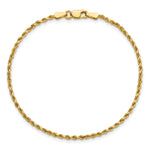 Gold (10K & 14K) Semi-Solid Diamond-Cut Rope Chain Bracelet - 14k Yellow Gold / 7 in / 2 mm