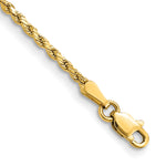 Gold (10K & 14K) Semi-Solid Diamond-Cut Rope Chain Bracelet - 14k Yellow Gold / 7 in / 2 mm