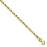 Gold (10K & 14K) Semi-Solid Diamond-Cut Rope Chain Bracelet - 14k Yellow Gold / 8 in / 2 mm