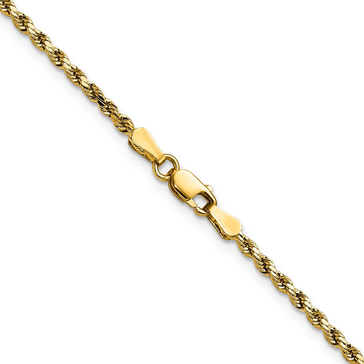 Gold (10K & 14K) Semi-Solid Diamond-Cut Rope Chain - 14k Yellow Gold / 16 in / 2.25 mm