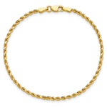Gold (10K & 14K) Semi-Solid Diamond-Cut Rope Chain Bracelet - 14k Yellow Gold / 8 in / 2.25 mm