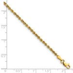 Gold (10K & 14K) Semi-Solid Diamond-Cut Rope Chain Bracelet - 14k Yellow Gold / 8 in / 2.25 mm