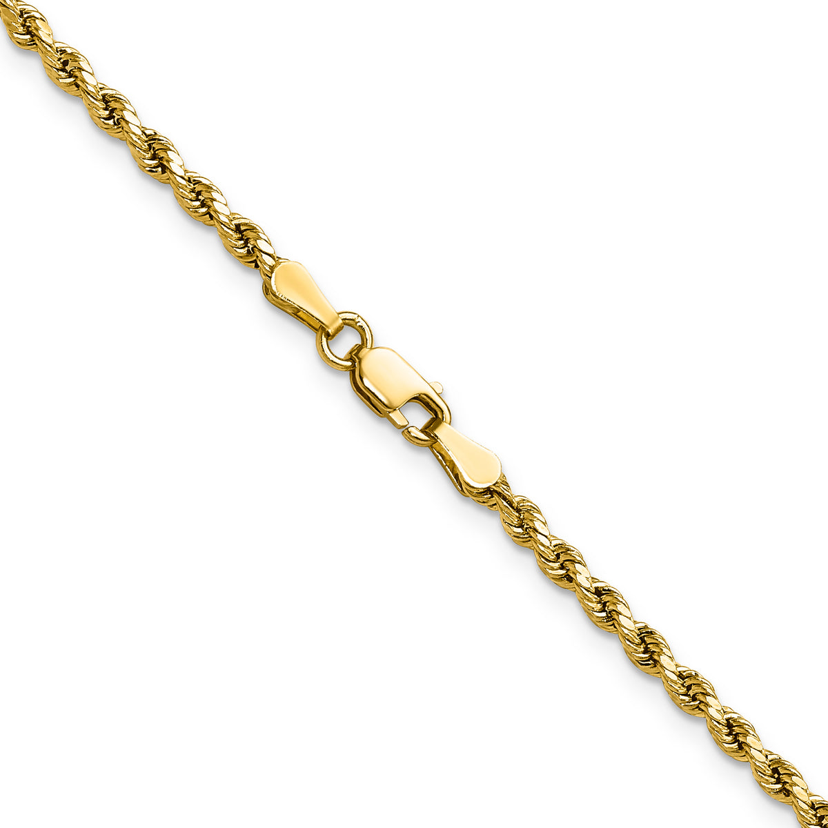 Gold (10K & 14K) Semi-Solid Diamond-Cut Rope Chain - 14k Yellow Gold / 16 in / 2.5 mm