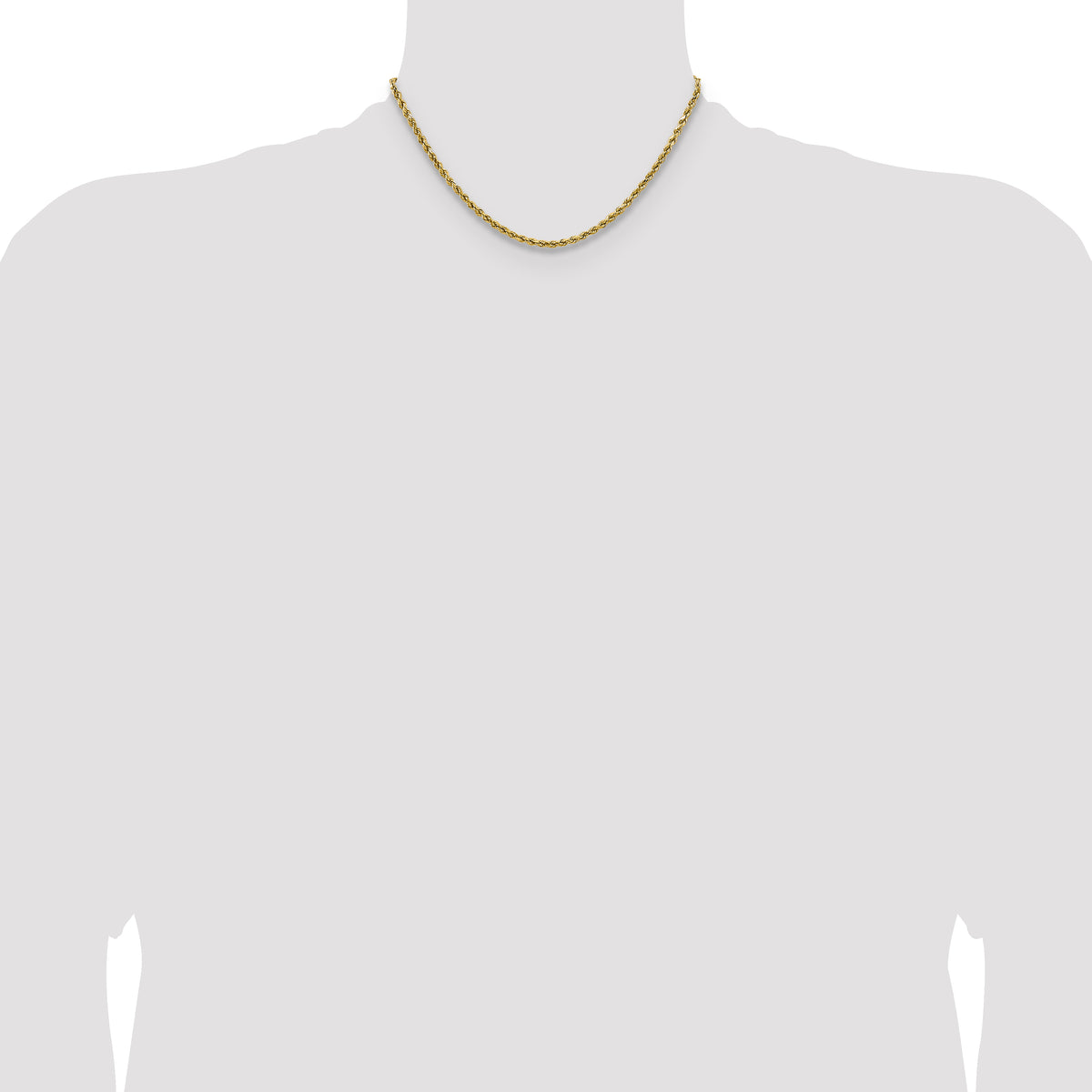 Gold (10K & 14K) Semi-Solid Diamond-Cut Rope Chain - 14k Yellow Gold / 16 in / 2.5 mm