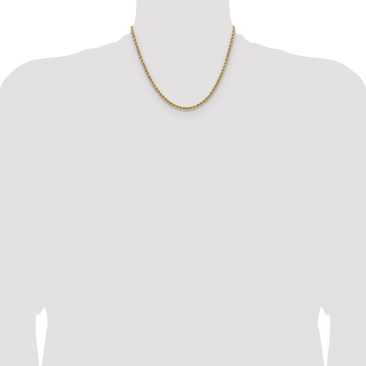 Gold (10K & 14K) Semi-Solid Diamond-Cut Rope Chain - 14k Yellow Gold / 18 in / 2.5 mm