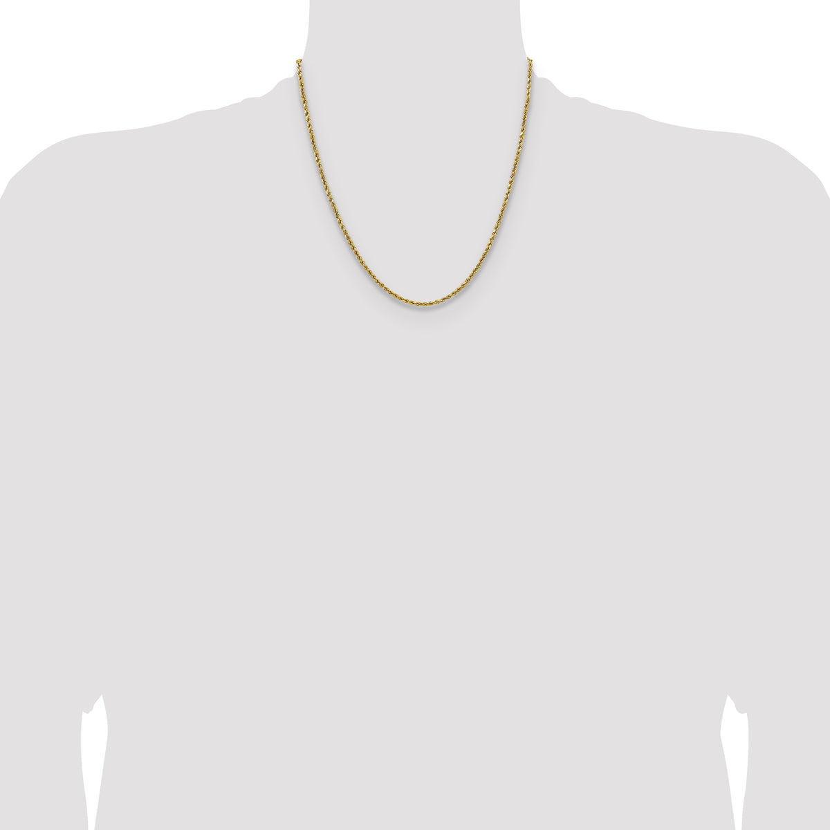 Gold (10K & 14K) Semi-Solid Diamond-Cut Rope Chain - 14k Yellow Gold / 20 in / 2.5 mm