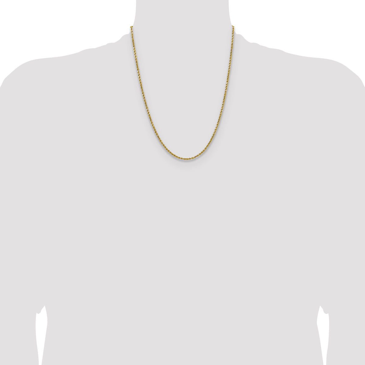 Gold (10K & 14K) Semi-Solid Diamond-Cut Rope Chain - 14k Yellow Gold / 22 in / 2.5 mm